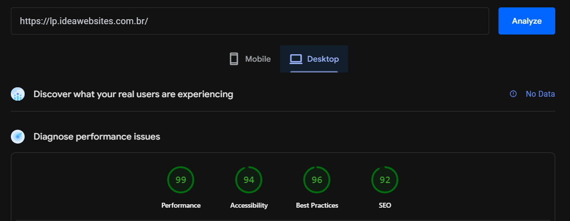 page speed Desktop